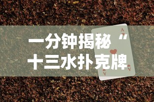 一分钟揭秘“十三水扑克牌怎么赢	”详细辅助软件教程
